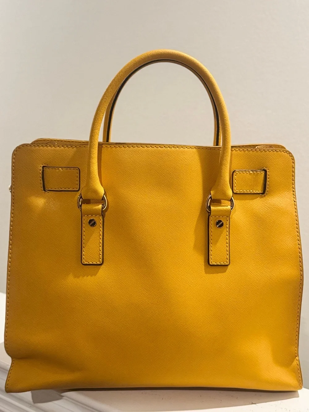 Michael Kors Yellow Saffiano Leather Hamilton North South Tote.